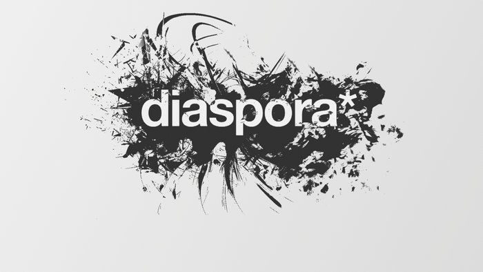 Diaspora logo with abstract black ink splash