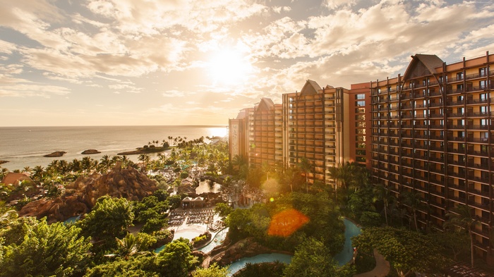 Aulani, A Disney Resort & Spa in Hawaii at sunset