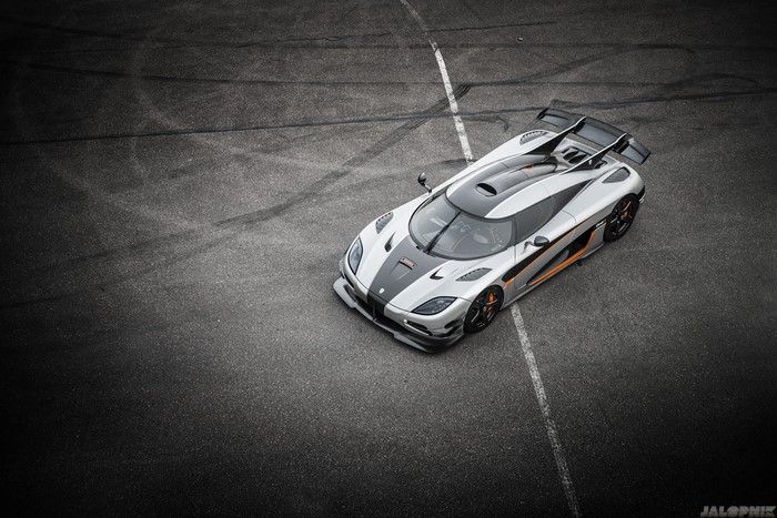 Koenigsegg One:1 supercar on asphalt track