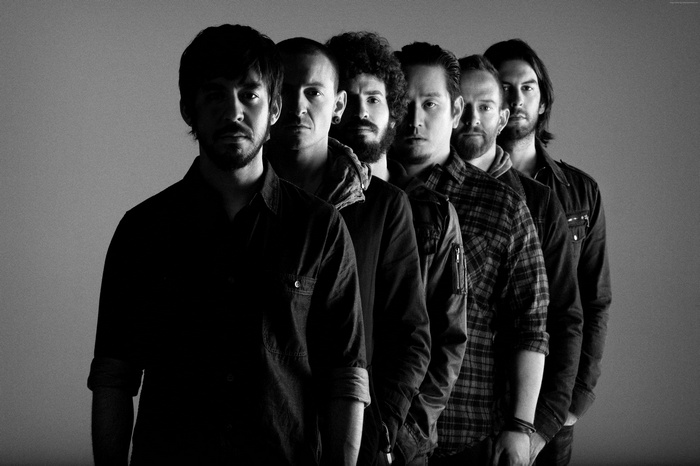 Linkin Park band members in a line