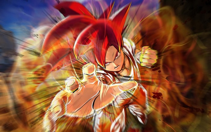 Son Goku from Dragon Ball Z with red hair