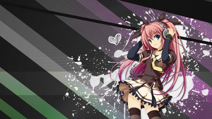 Anime girl with pink hair and headphones