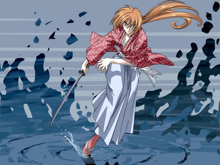 Himura Kenshin from Rurouni Kenshin in action