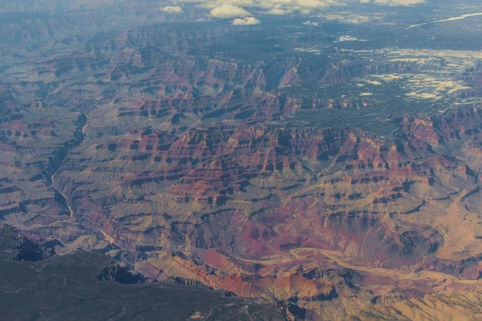 Aerial view of the Grand Canyon with a river