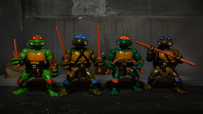Four Teenage Mutant Ninja Turtles action figures