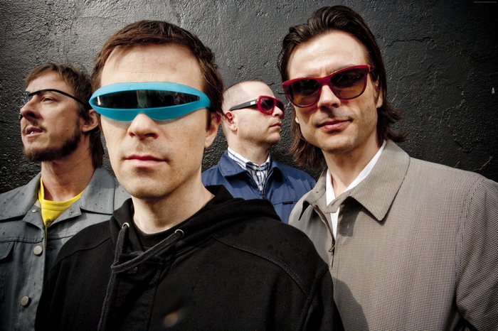 Weezer band members Rivers Cuomo, Patrick Wilson, Brian Bell, Scott Shriner