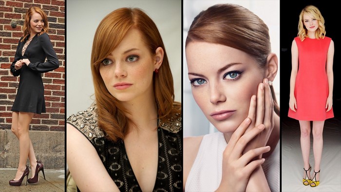 Emma Stone in various outfits and poses