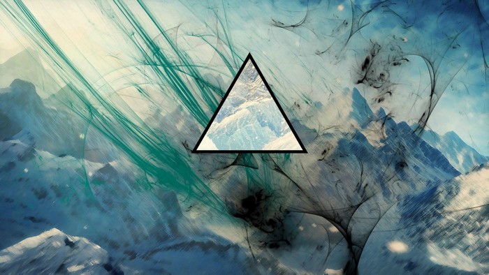 Abstract mountain landscape with triangle overlay