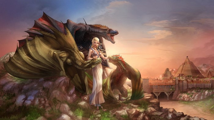 Daenerys Targaryen with Dragons from Game of Thrones