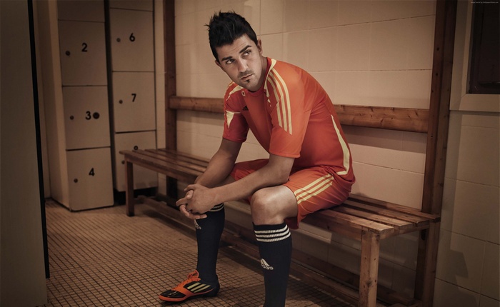 David Villa in a locker room