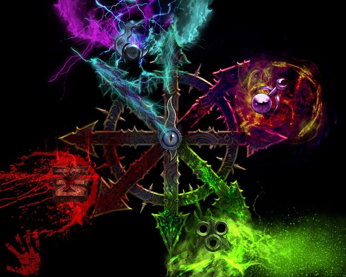 Warhammer 40,000 Chaos Star with elemental effects