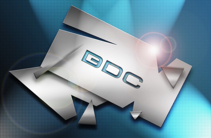 BDC logo on a blue textured background