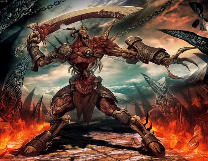 Demonic warlord with sword and claw