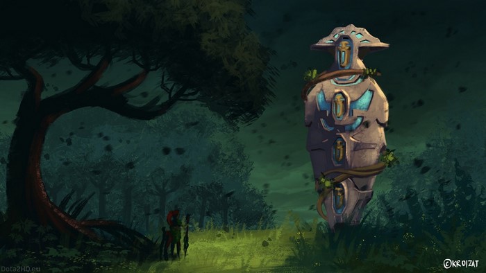 Centaur and Ancient from Dota 2 in a forest