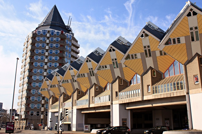 Cube Houses and Tall Building in Rotterdam