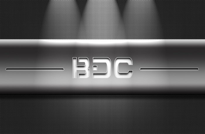 BDC logo on metallic background