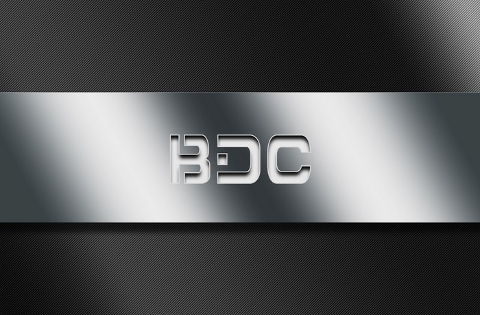 BDC logo on metallic background