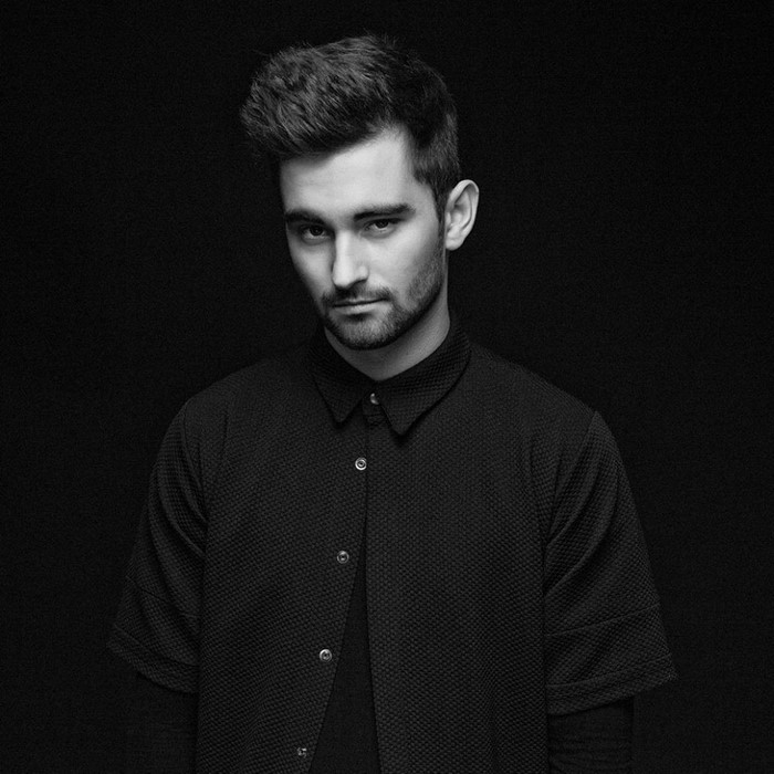 Dyro, DJ, Man in Black Shirt, Monochrome Portrait