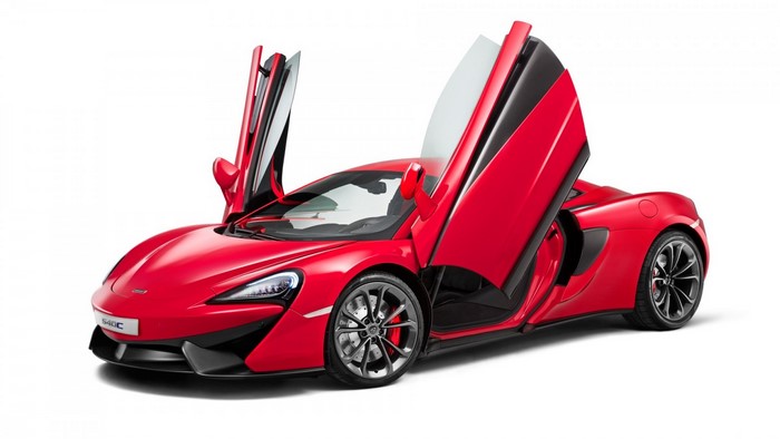 Red McLaren 540C Sports Car with Doors Open