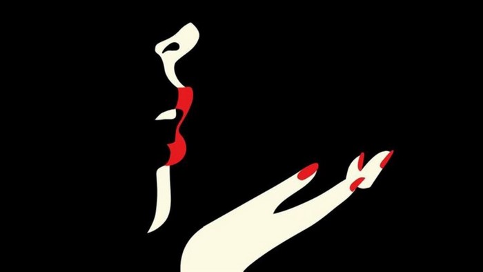 Illustration of a woman's face and hand