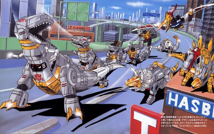 Transformers G1 Dinobots on a City Highway