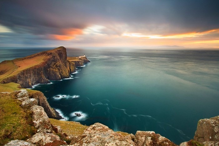 Neist Point Lighthouse at sunset, Scotland