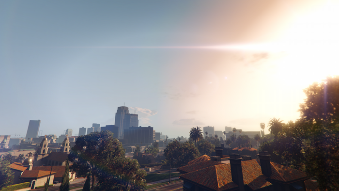 Grand Theft Auto V Cityscape at Sunrise or Sunset