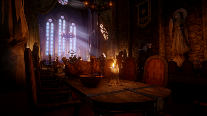 Dragon Age Inquisition feast in a cathedral