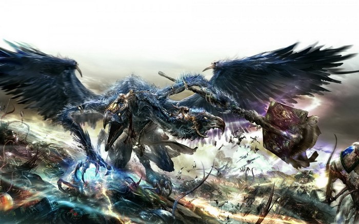 Tzeentch Daemon Dragon with Hammer in Warhammer 40,000 Battle