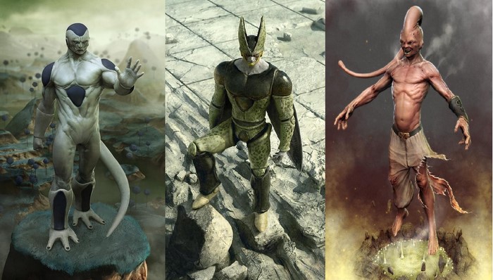Frieza, Cell, and Majin Buu from Dragon Ball Z