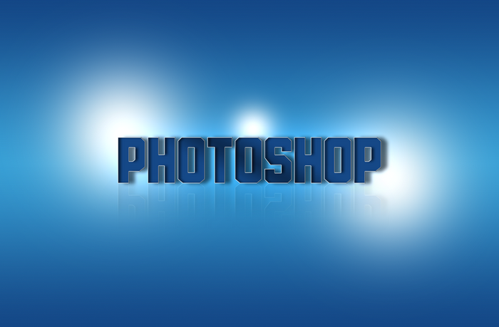 Photoshop text logo on blue background