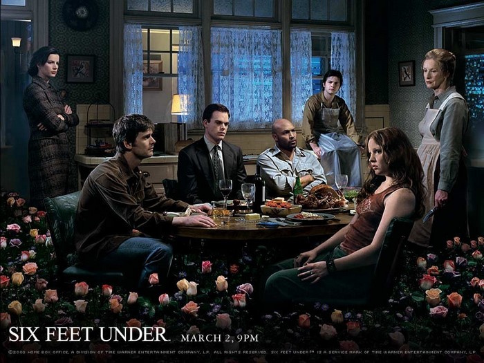 Six Feet Under cast at a dinner table