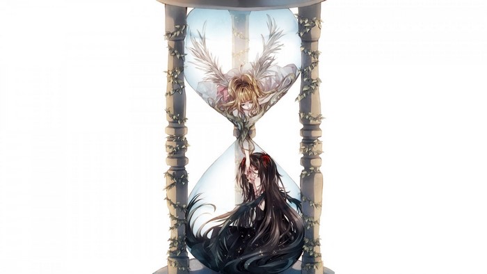 Anime girls in an hourglass