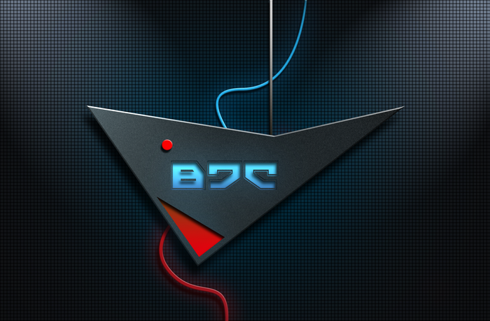 Abstract logo with blue and red wires