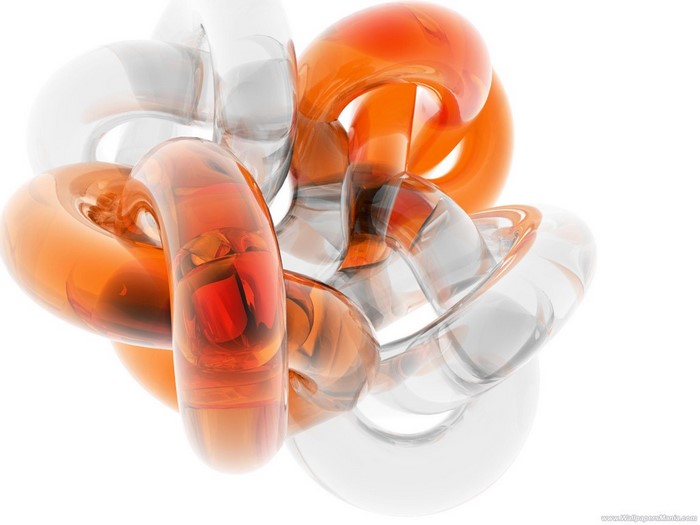 Abstract orange and clear glass knot render