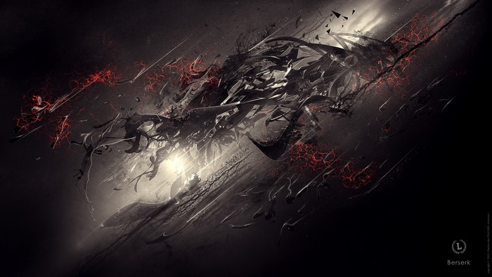 Abstract digital art with red and black elements
