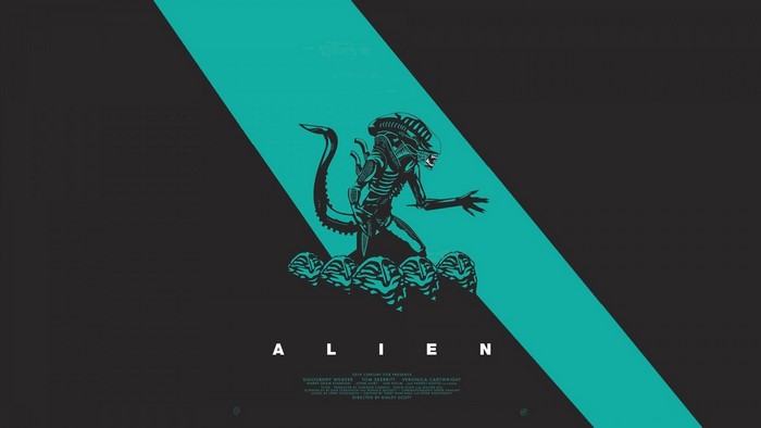 Alien movie poster with Xenomorph illustration