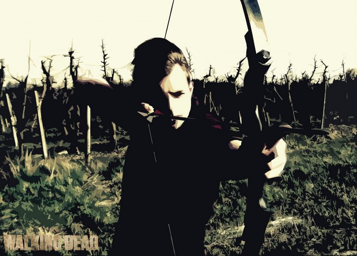 Person with a bow and arrow from The Walking Dead