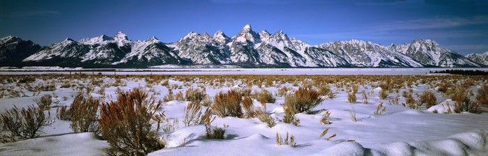 Snowy Teton Mountain Range Landscape