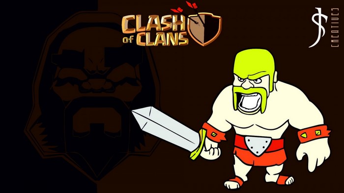 Barbarian from Clash of Clans with logo