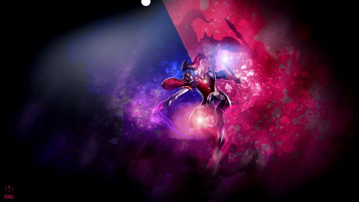 Shaco from League of Legends in a cosmic setting