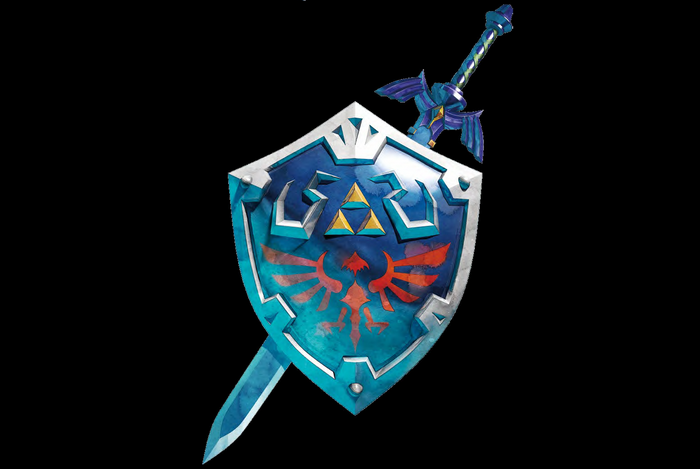The Master Sword and Hylian Shield from The Legend of Zelda