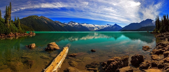 Turquoise Lake with Snowy Mountains in British Columbia