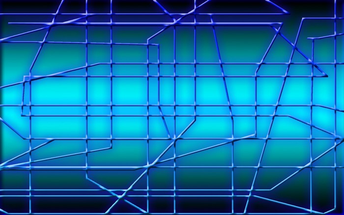 Blue grid pattern with abstract lines