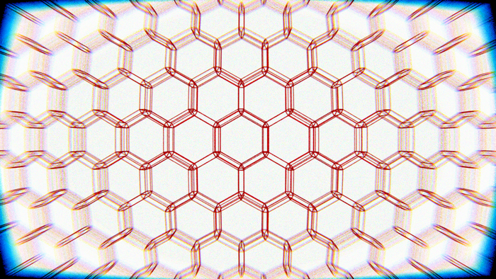 Abstract Red Hexagonal Pattern with Chromatic Aberration