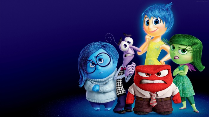 Inside Out characters: Joy, Sadness, Anger, Fear, Disgust