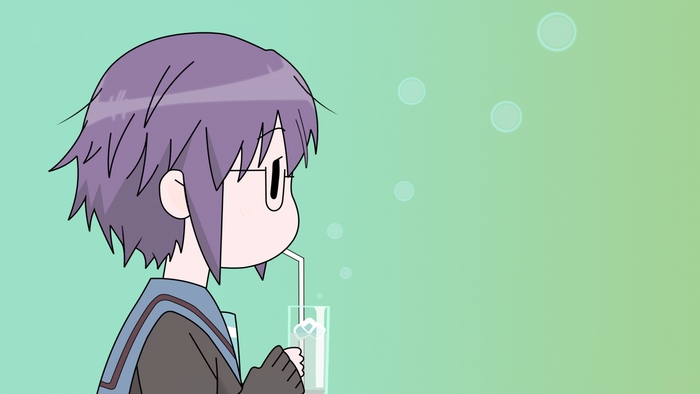 Nagato Yuki from The Disappearance of Nagato Yuki-chan drinking