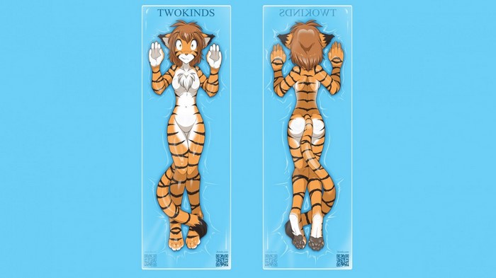 Twokinds Tiger Character Body Pillow Front and Back