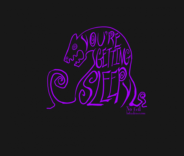 Purple creature with text 'You're Getting Sleep'