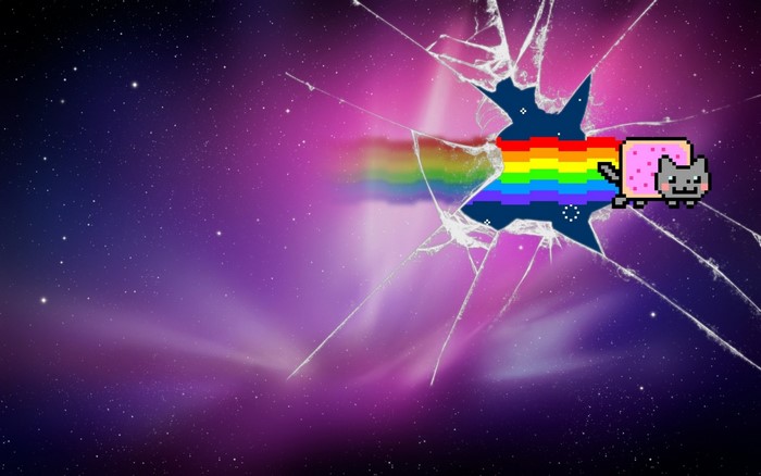Nyan Cat Breaking Through Space Glass